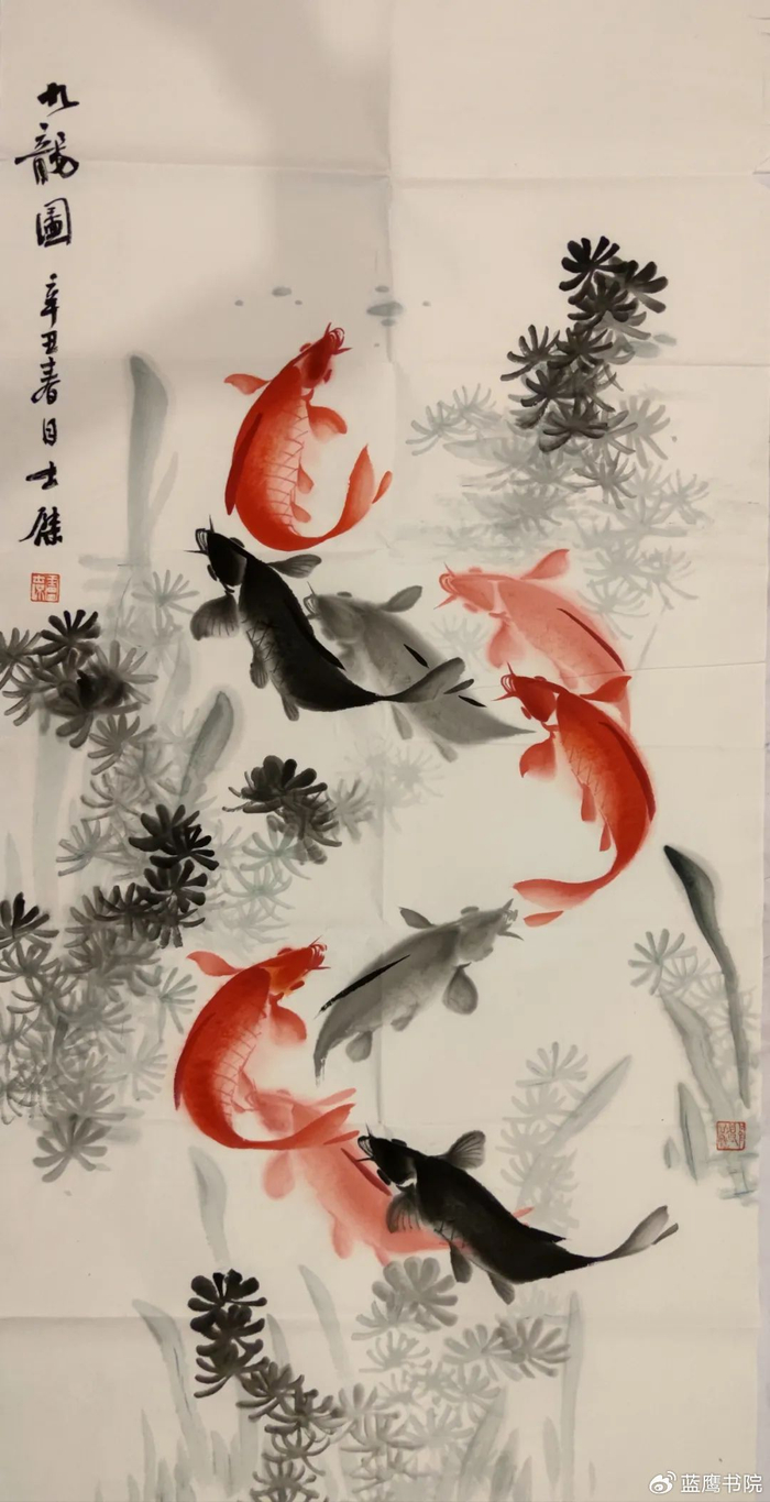 实力派画家卢士杰先生画鱼:一笔出形活灵活现,财源