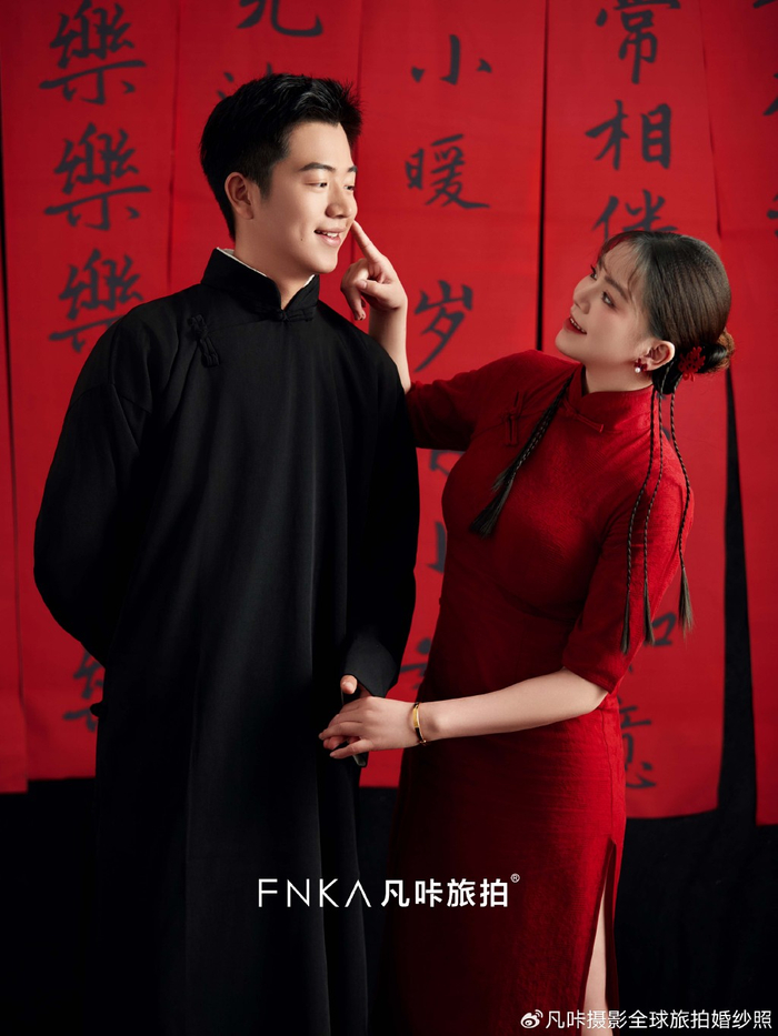 看起来很贵75统一全家审美的喜嫁旗袍婚纱照