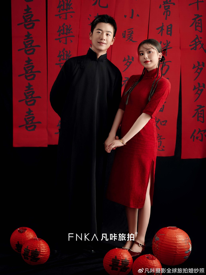 看起来很贵75统一全家审美的喜嫁旗袍婚纱照
