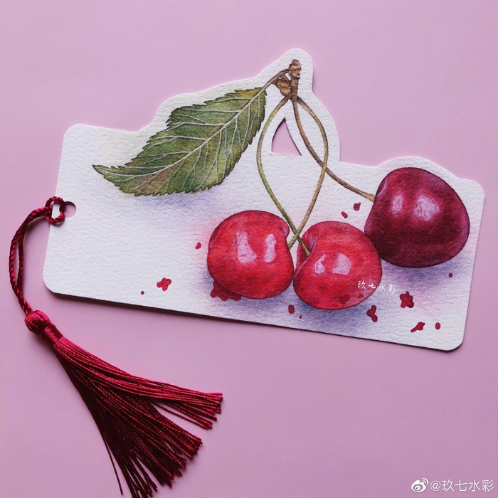 水彩|水果书签🔖 今天的快乐是水果给的