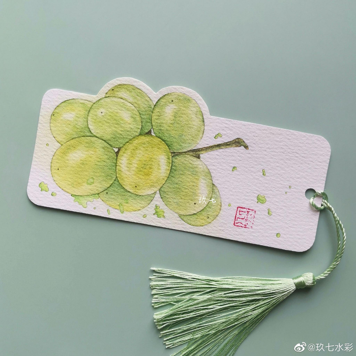水彩|水果书签92 今天的快乐是水果给的