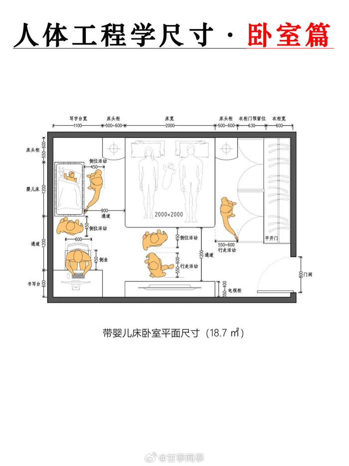 带书房的卧室平面图图片