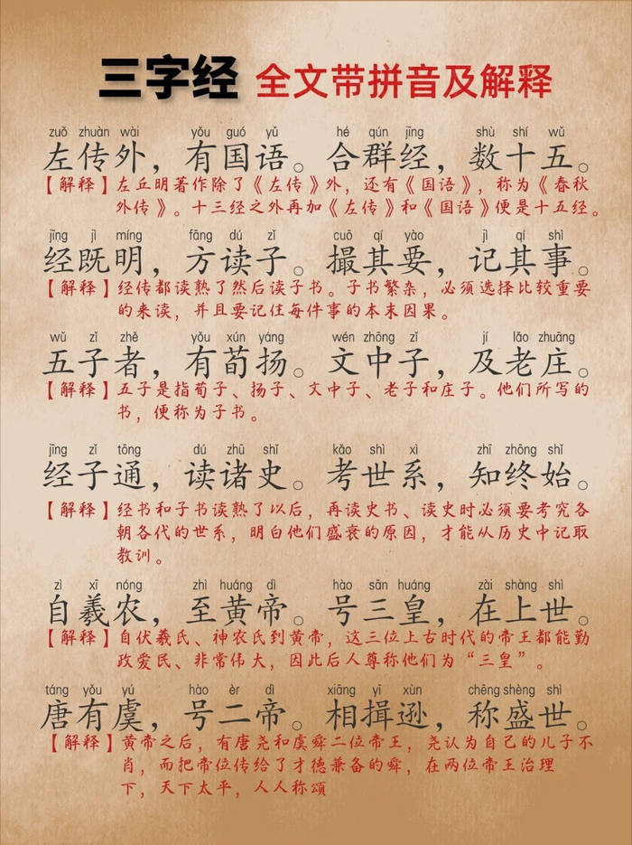 国学经典《三字经》全文及解释，给孩子留着