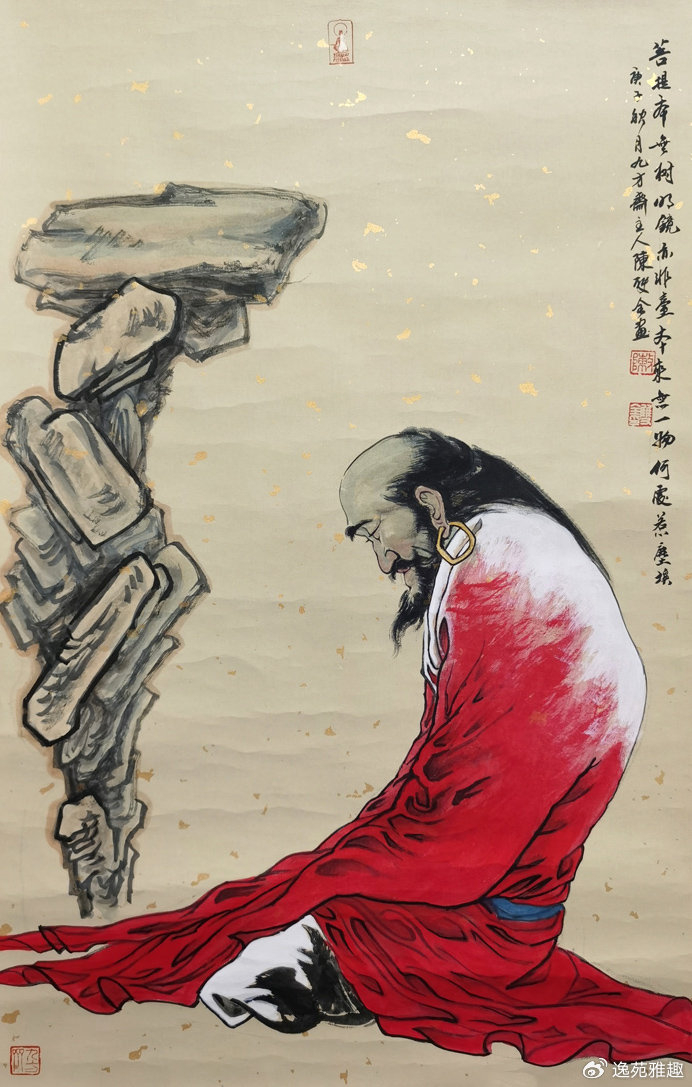 欣赏画家陈双全的达摩祖师系列画作,平静内心,学会放下