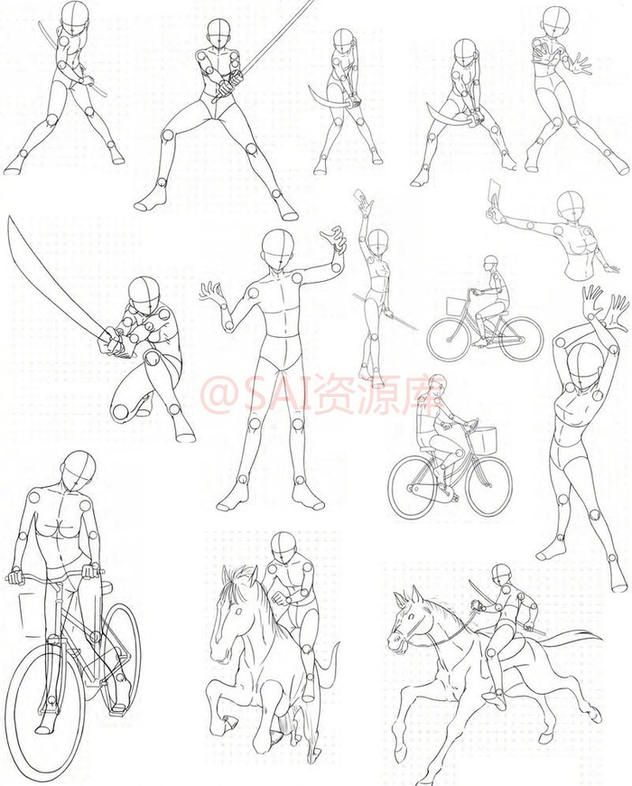 动漫人物动态姿势素材!FVSJ分享的一组动作参考|动态|素材|姿势