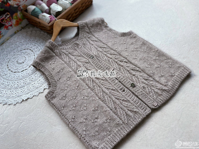 1/ 8指尖飞扬*「浮雕背心」～云貂绞花背心开衫(出处: 编织人生论坛)