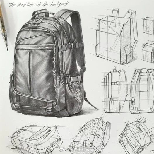 一组皮革材质手绘临摹素材