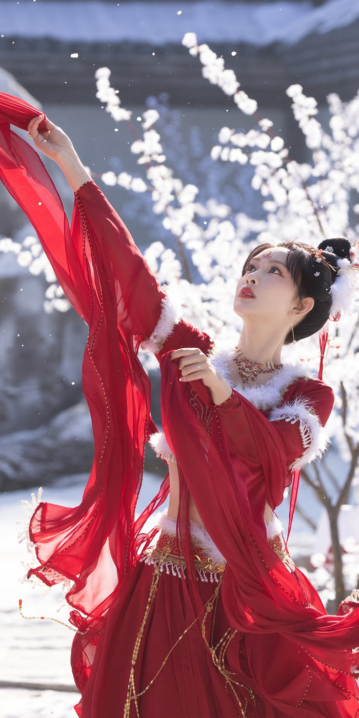 孟子义花琉璃红衣壁纸组图