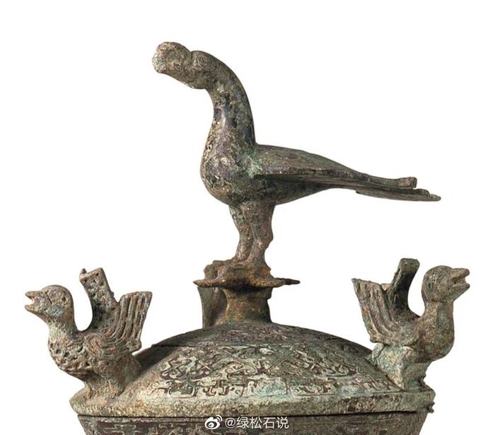 战国·错金银立鸟几何纹铜壶通高74、口径19厘米