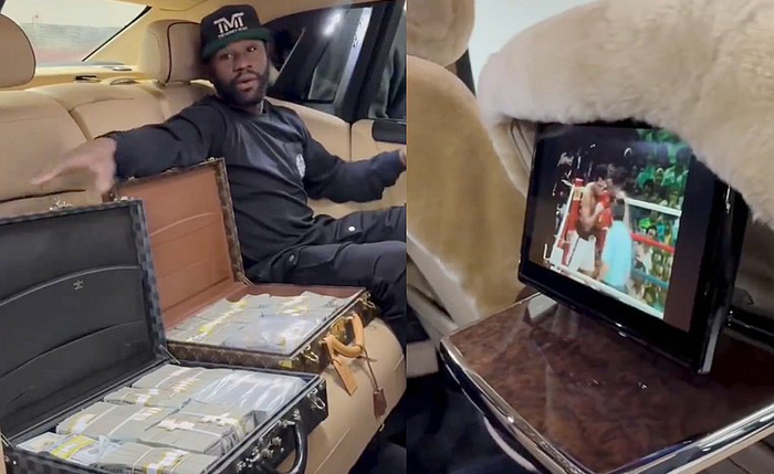 坐加长版劳斯莱斯,摆2箱美金,拥百亿家底|炫富|梅威瑟|劳斯莱斯_新浪