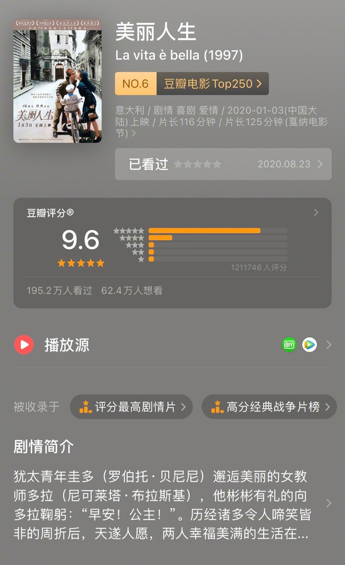 豆瓣排名前十高分电影 🎬