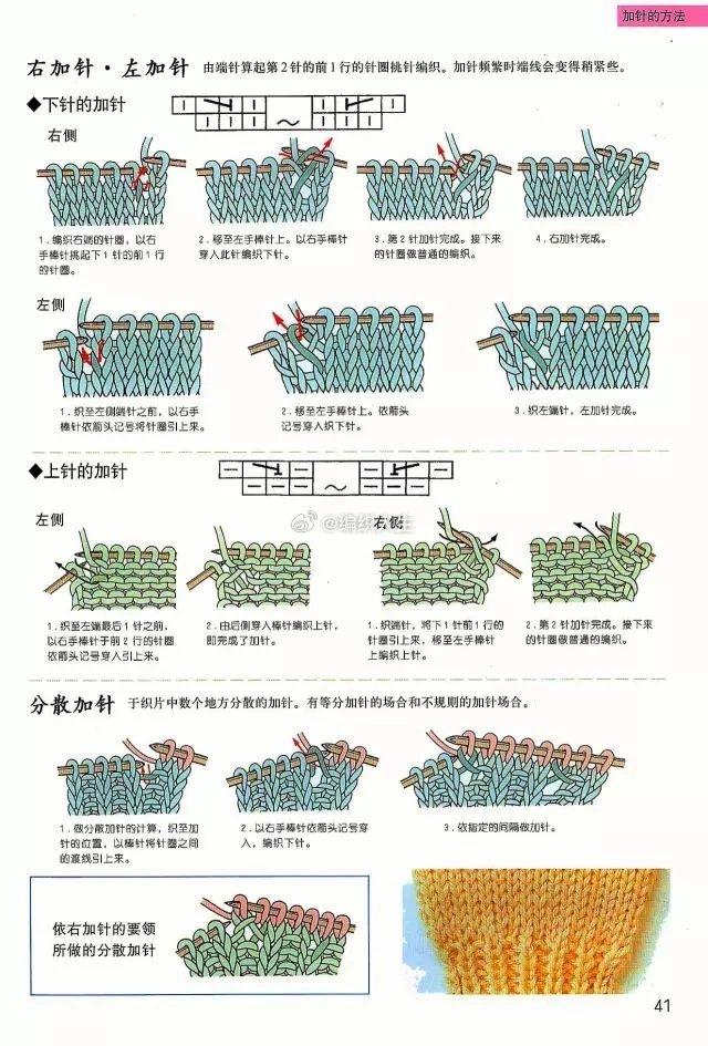 毛衣从上往下织加针法图片