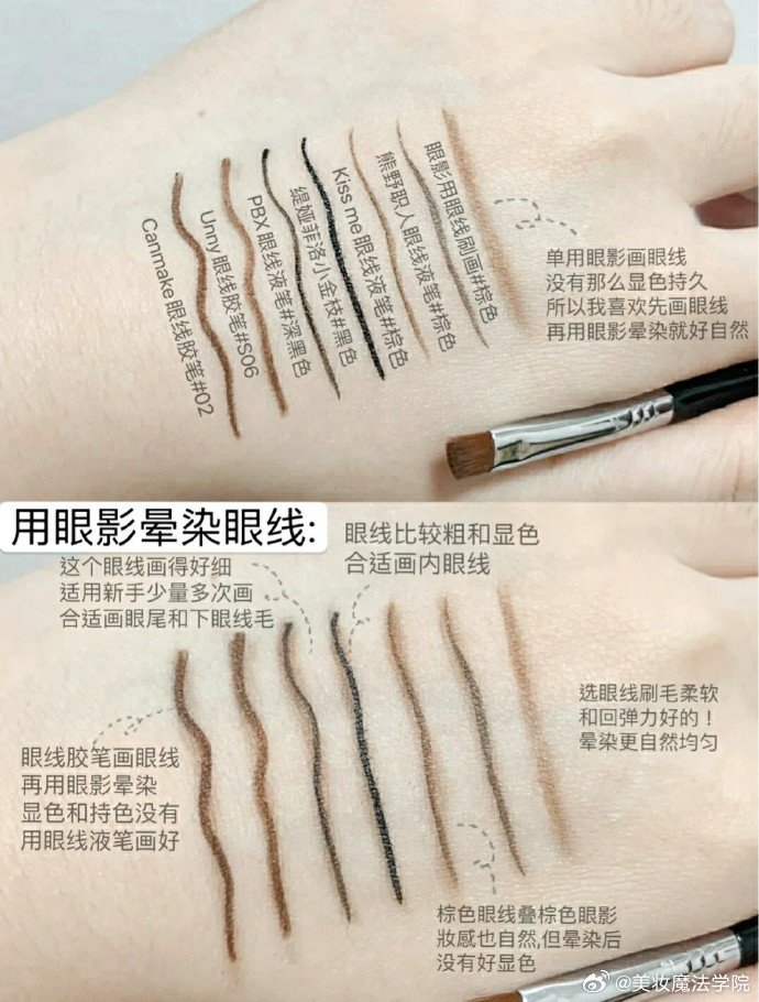 常用眼线笔合集不画眼影韩式眼睑下至