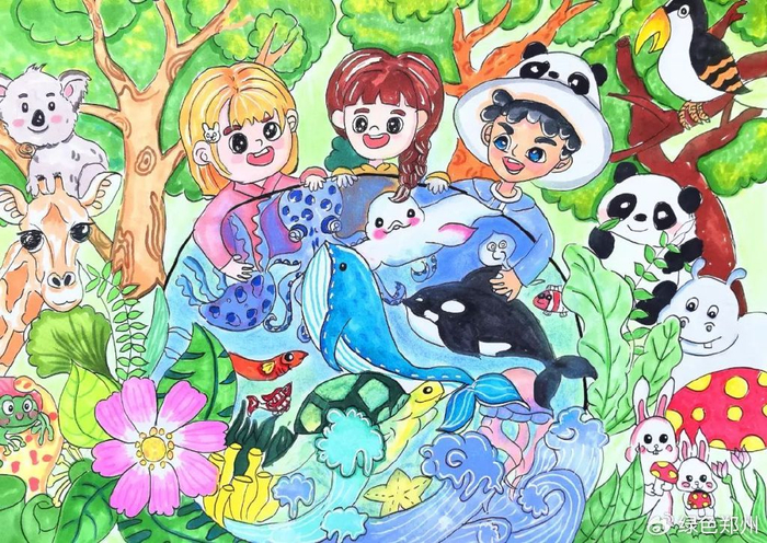 学校:中原区育红小学作者:杨博文 指导老师:张丹丹作品:《多彩家园》