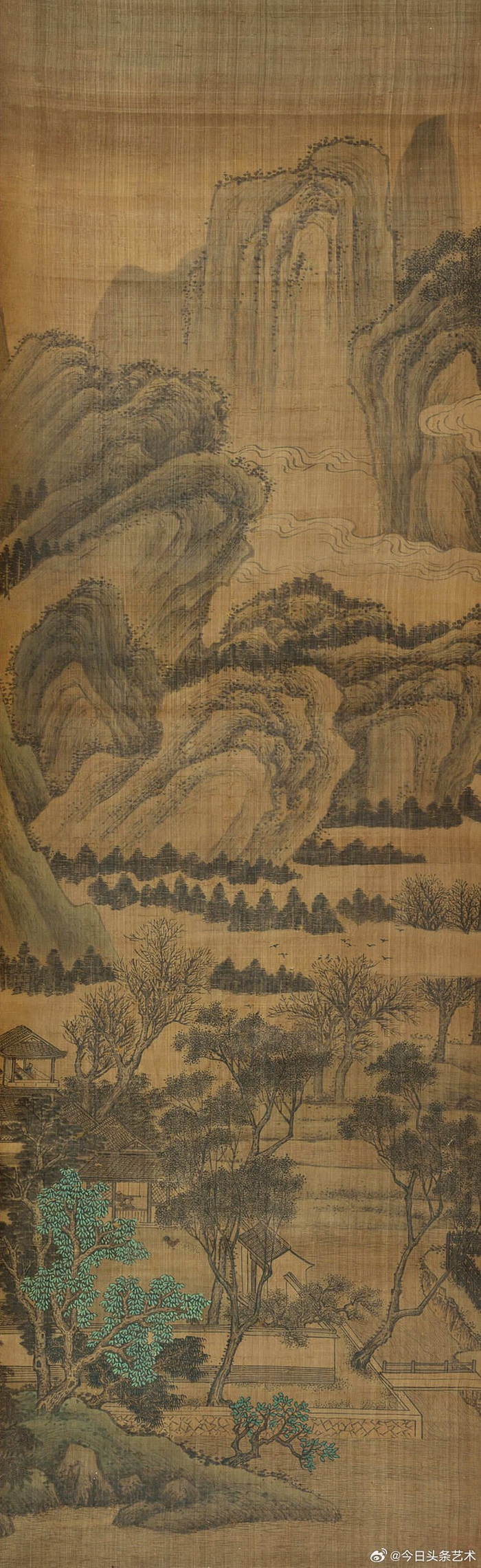 清代画家顾昉山水画秋溪微雨通景六屏