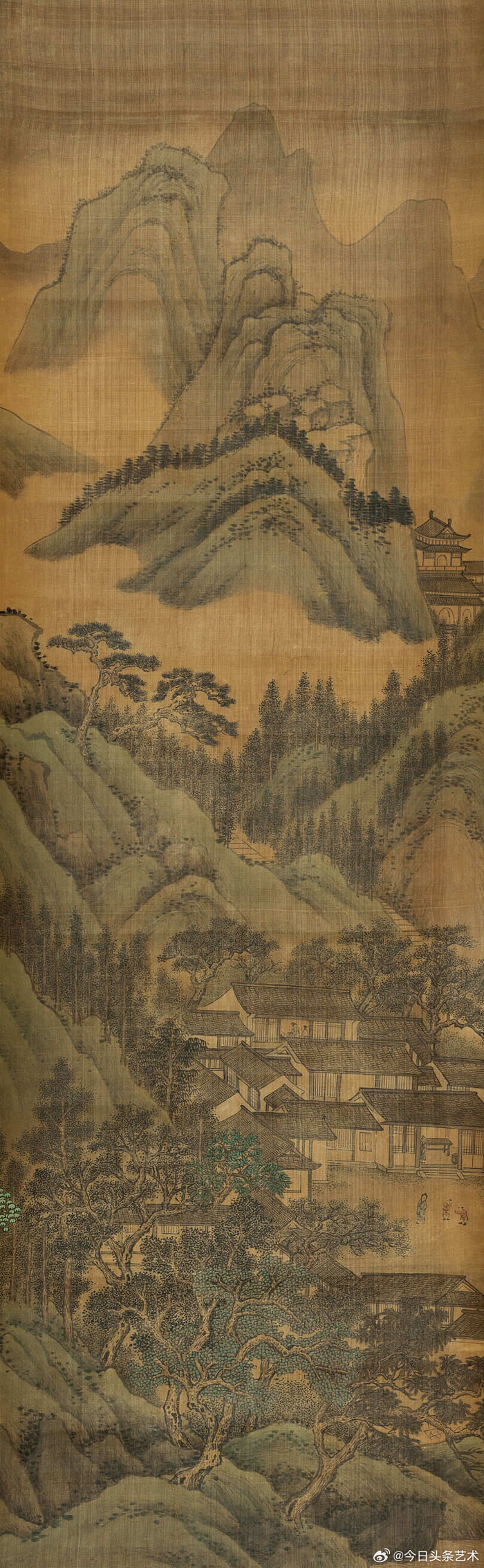 清代画家顾昉山水画秋溪微雨通景六屏