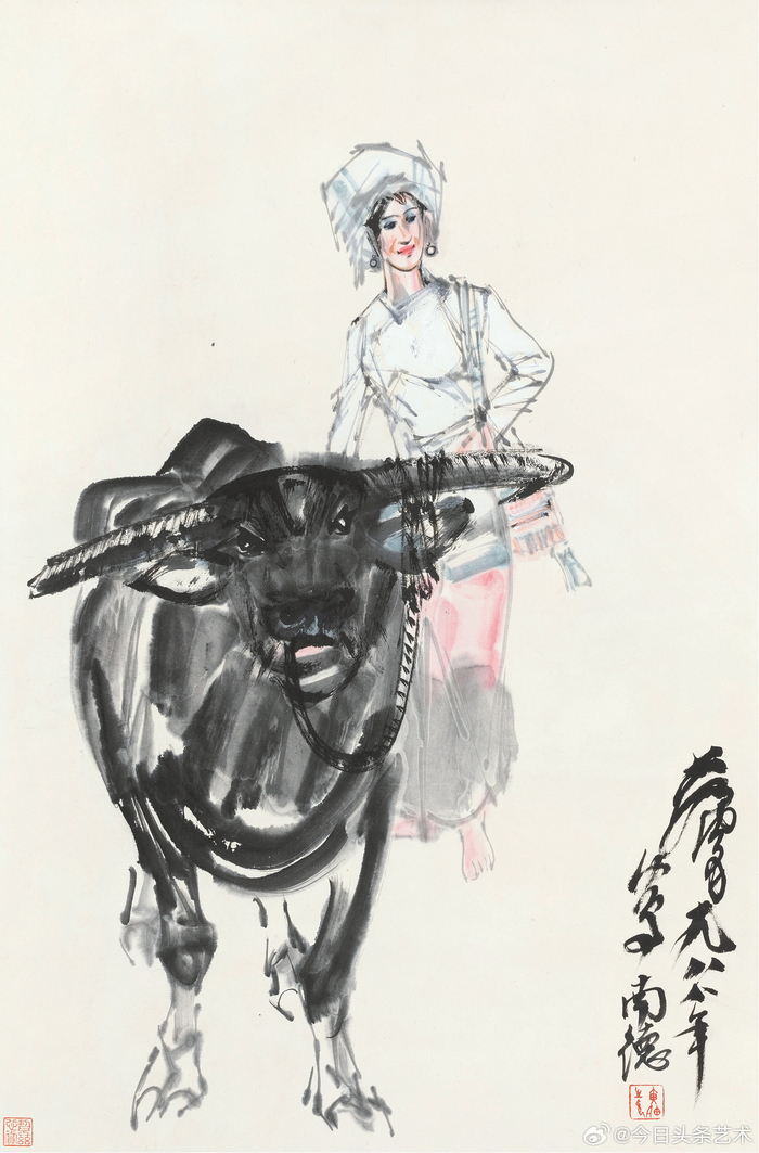 画家黄胄笔下的牧牛图