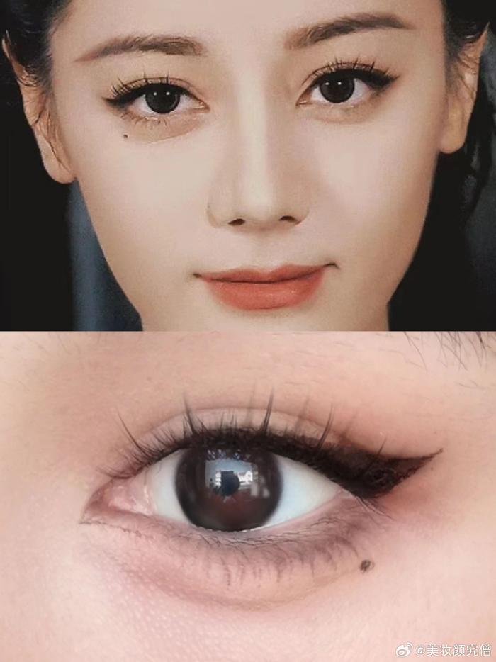 迪丽热巴眼妆分析适合秋冬贵气慵懒感烤栗眼妆没有卧蚕的人