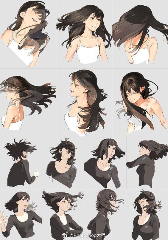 一些头发的绘画参考