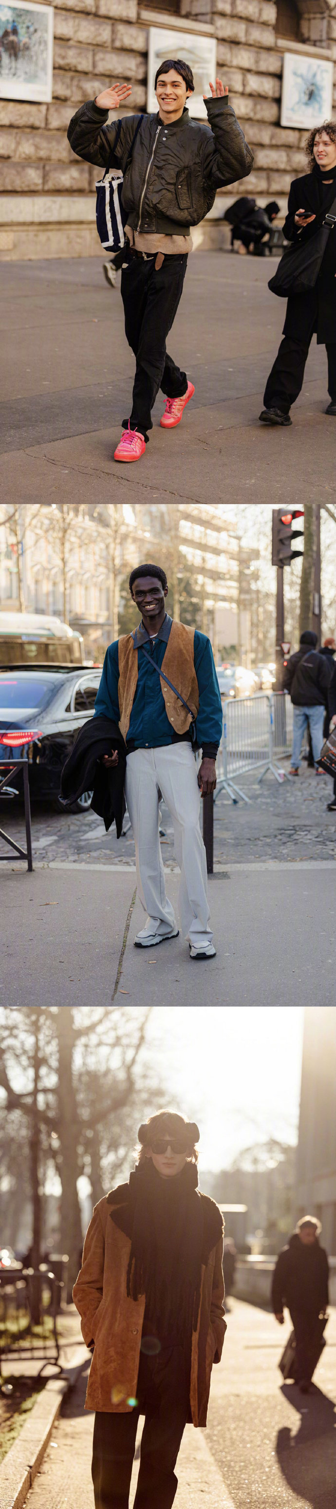 street style男装周的模特街拍合集,看看男孩们的穿搭