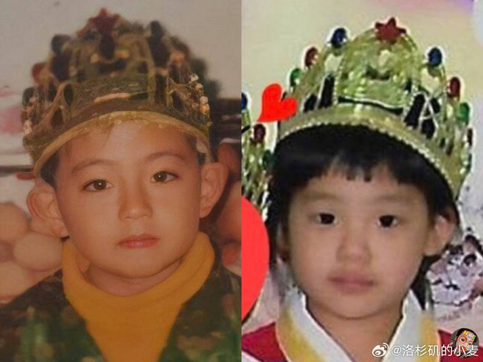 如今网友找到照片,minji小时候居然也戴过跟金泰亨一样的王冠要是真的