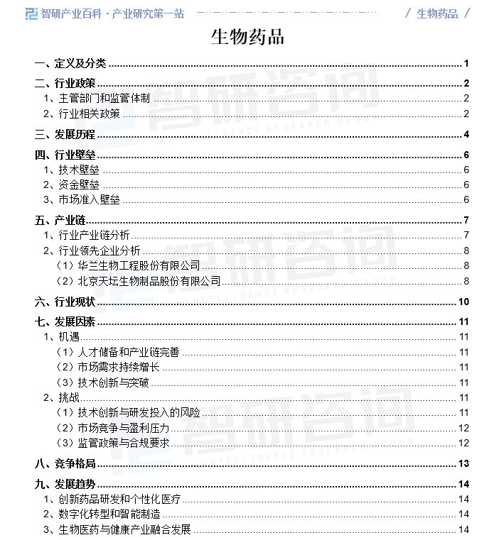 行业市场简析|智研产业百科【627】——生物药品|华兰生物|药品|医疗