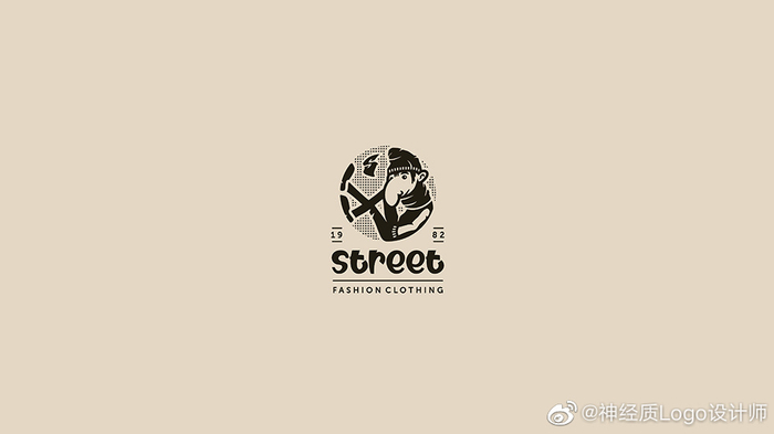 美式卡通！人物剪影Logo设计