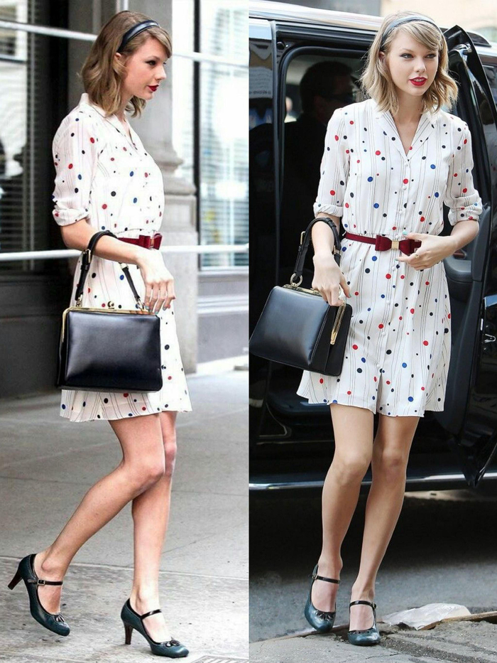 喜欢穿迷你裙的taylorswift基本上所有颜色印花格纹都能轻松驾驭