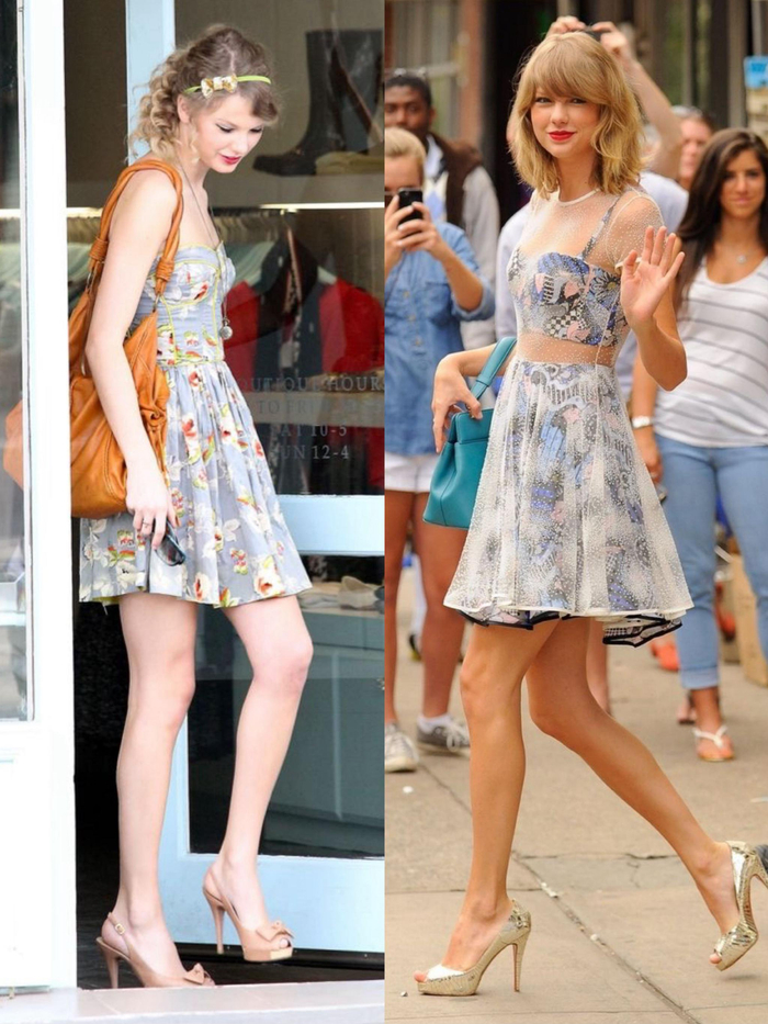 喜欢穿迷你裙的taylorswift基本上所有颜色印花格纹都能轻松驾驭