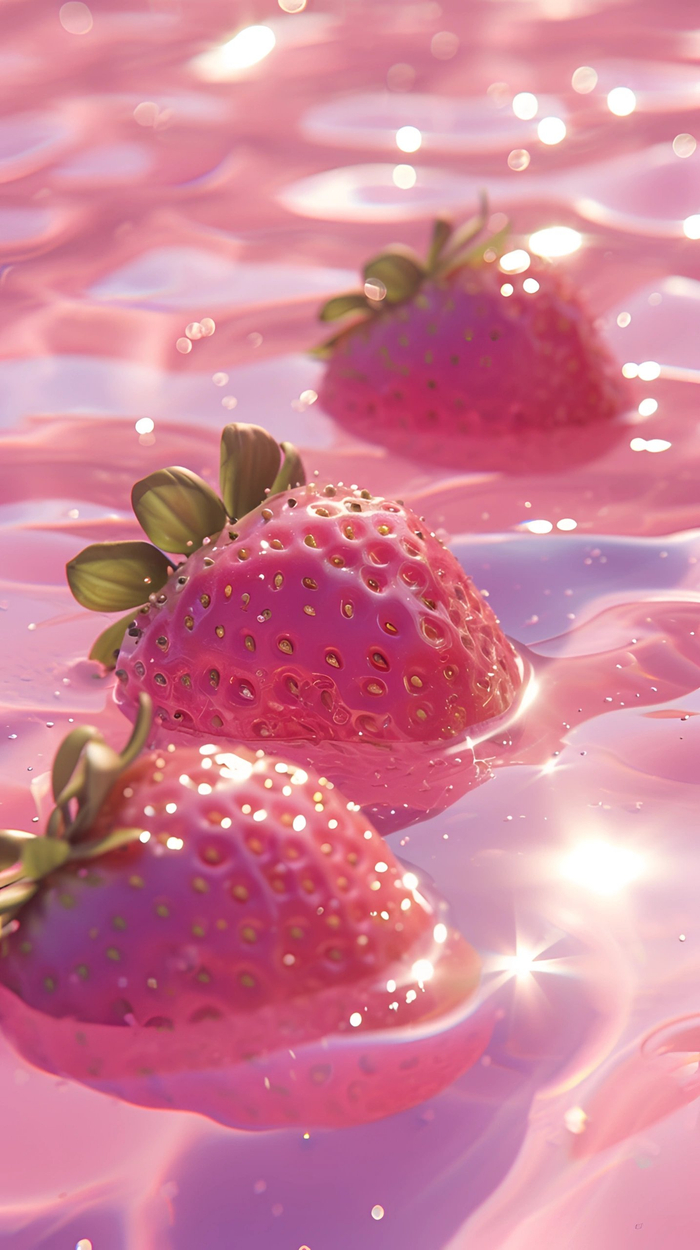 梦幻水波纹草莓壁纸