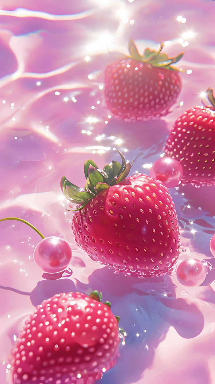 梦幻水波纹草莓壁纸
