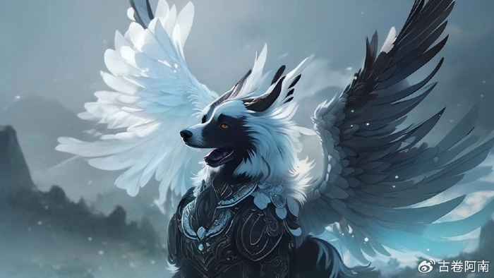 古卷山海:天马兽,似黑头白狗的异兽,见人就飞