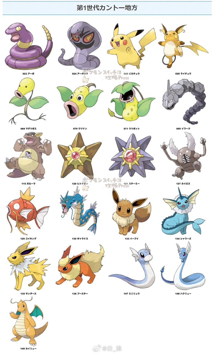 宝可梦传说zapv确认的宝可梦一览包含进化前后