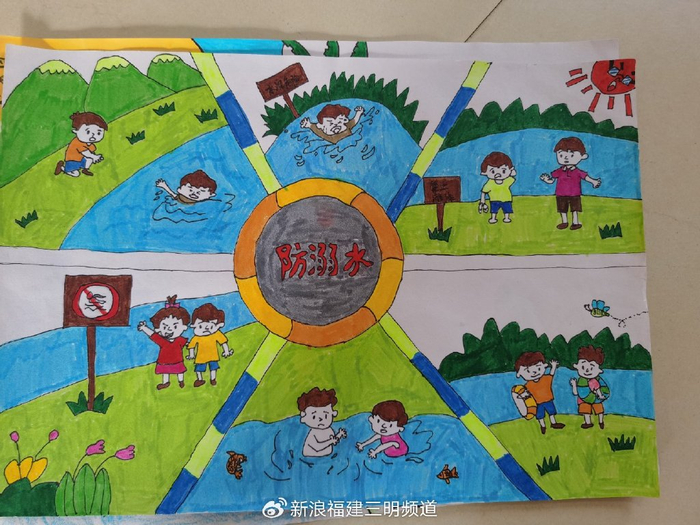 们自身的绘画能力,同时也从另一方面增强了亲子间对防溺水知识的认识