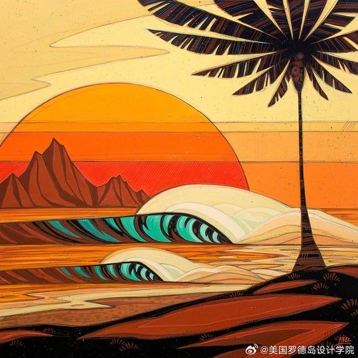 一起来形欣赏一下这组色彩明快的自然风景插画