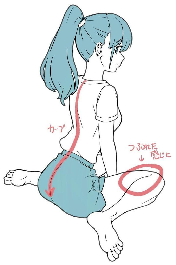 动漫女生坐姿画法,教你画出不同姿势的坐姿画法!