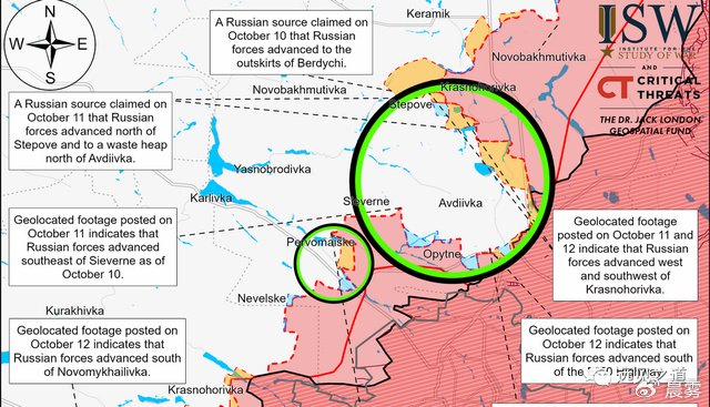 军依旧主要在三个方向顽强推进:一是顿涅茨克州中部巴赫穆特南北两翼