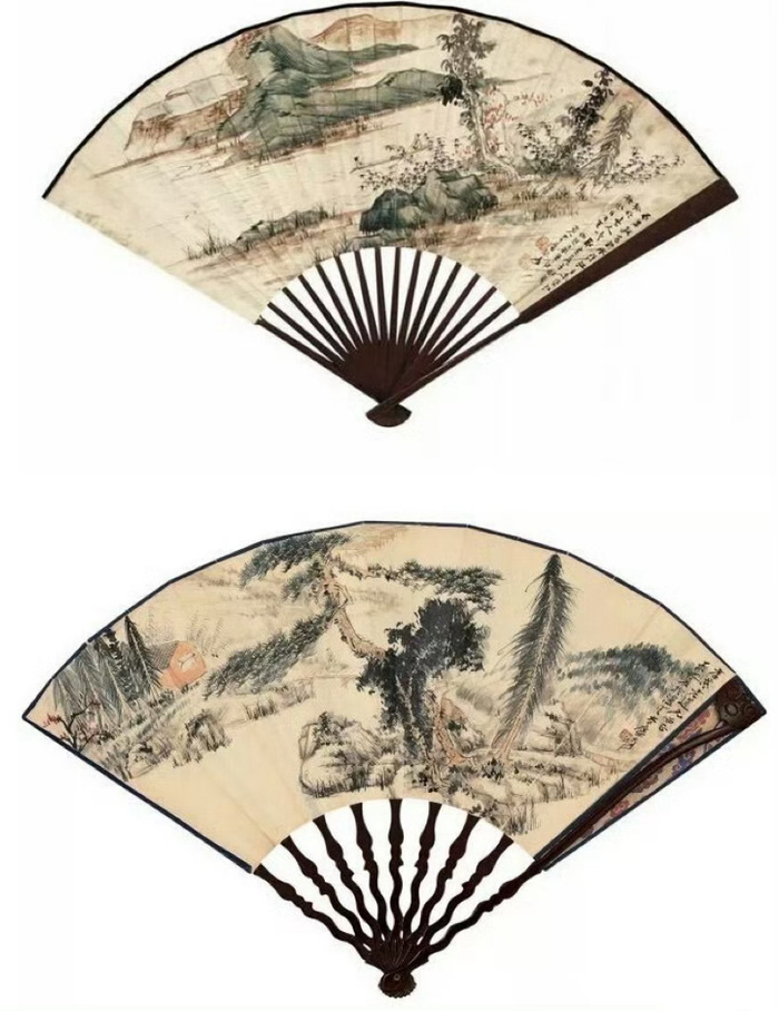 张大千画扇面,清润秀丽,极富诗意!