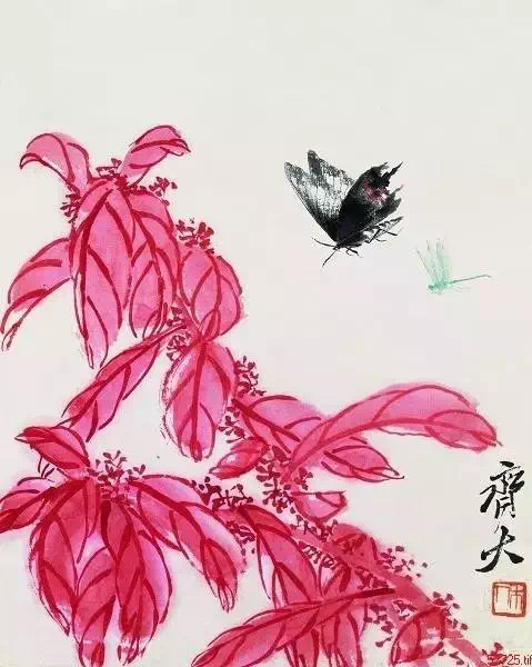 齐白石枫叶寒蝉图欣赏