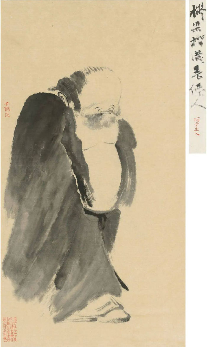 拟梁楷泼墨仙人图纸本墨笔71.9×41.4cm2022梦参法师纸本设色67.
