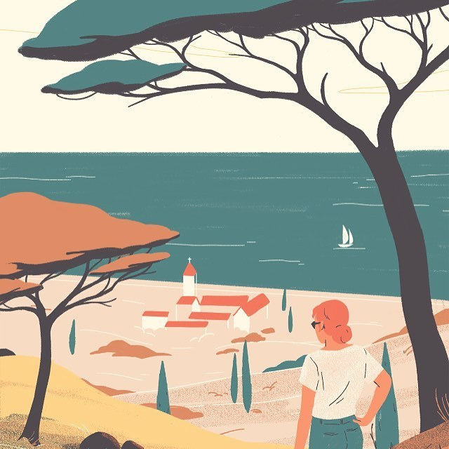 一组场景插画作品