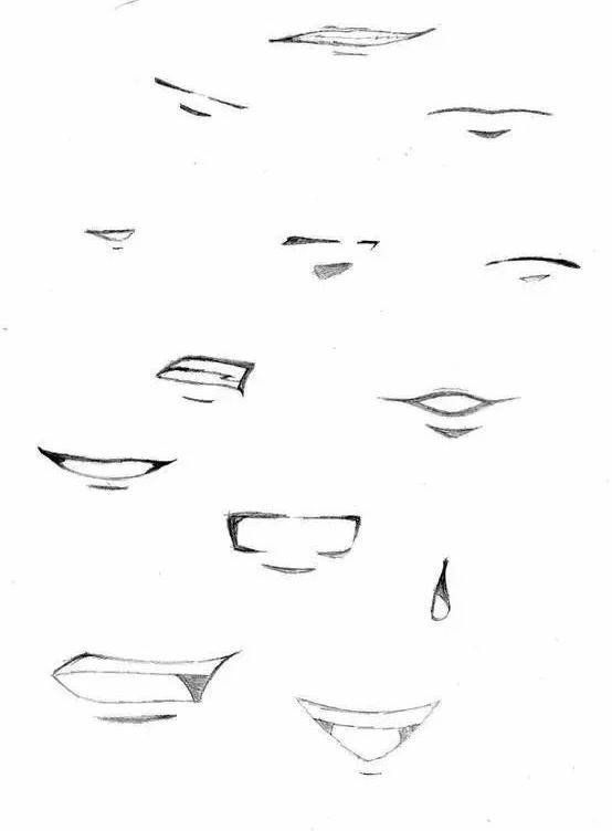 嘴巴的喜怒哀乐一般来说整体嘴唇都是偏小的,我们也不需要把牙齿画