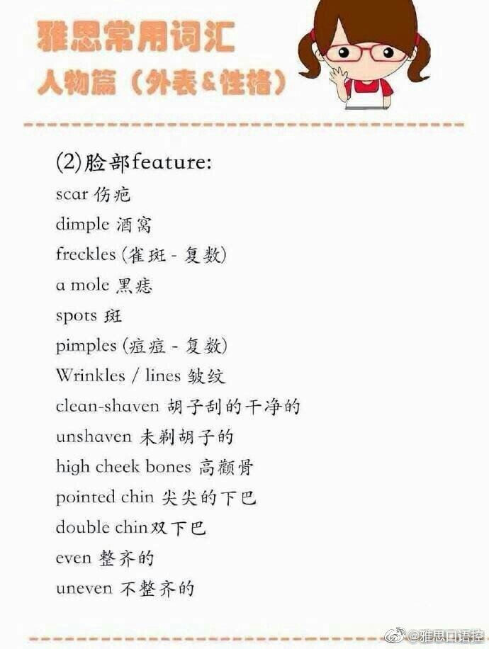 雅思口语英语精准描述人物篇