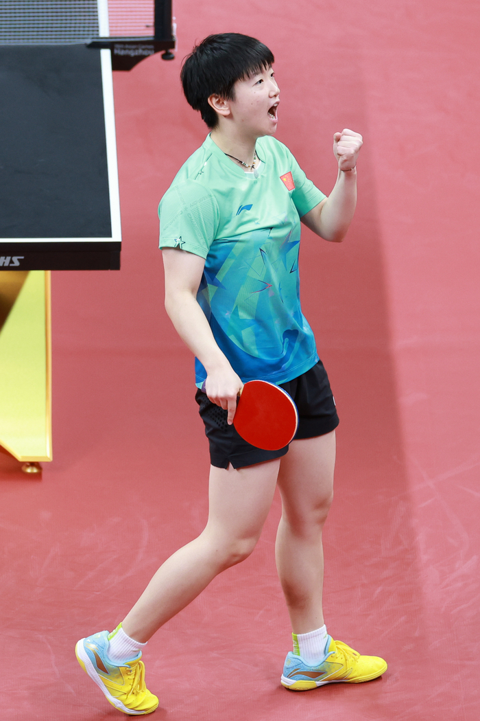 亚运会乒乓球项目女子单打半决赛中