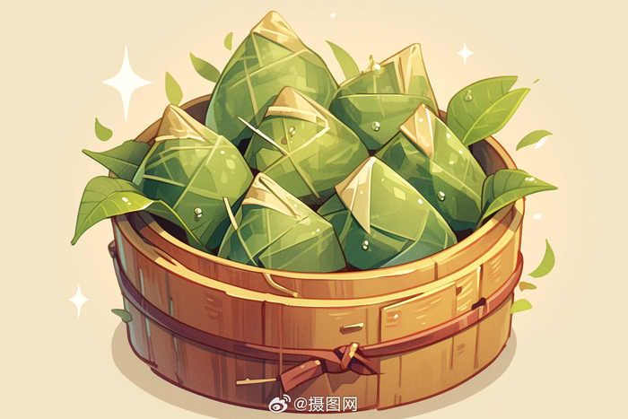 插画分享 | aigc视角下的端午节传统卡通粽子 版权素材 by 摄图网