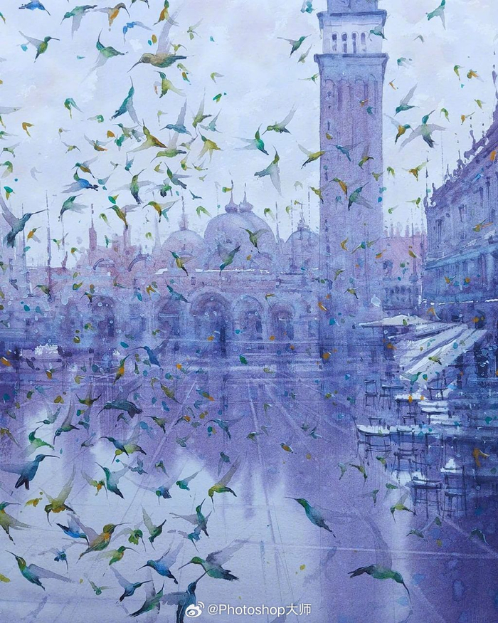 梦幻城市水彩画作 | 96eugen gorean