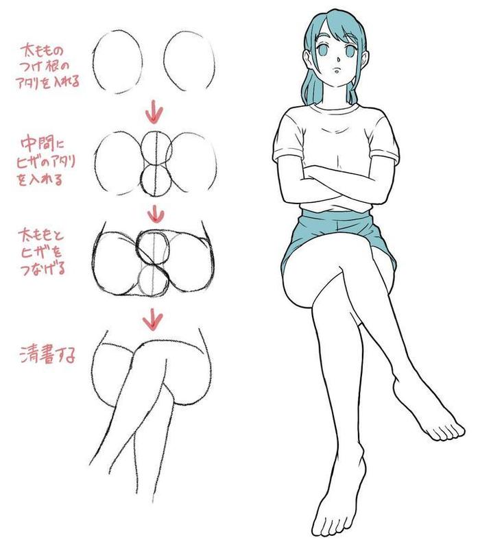 动漫女生坐姿画法,教你画出不同姿势的坐姿画法!