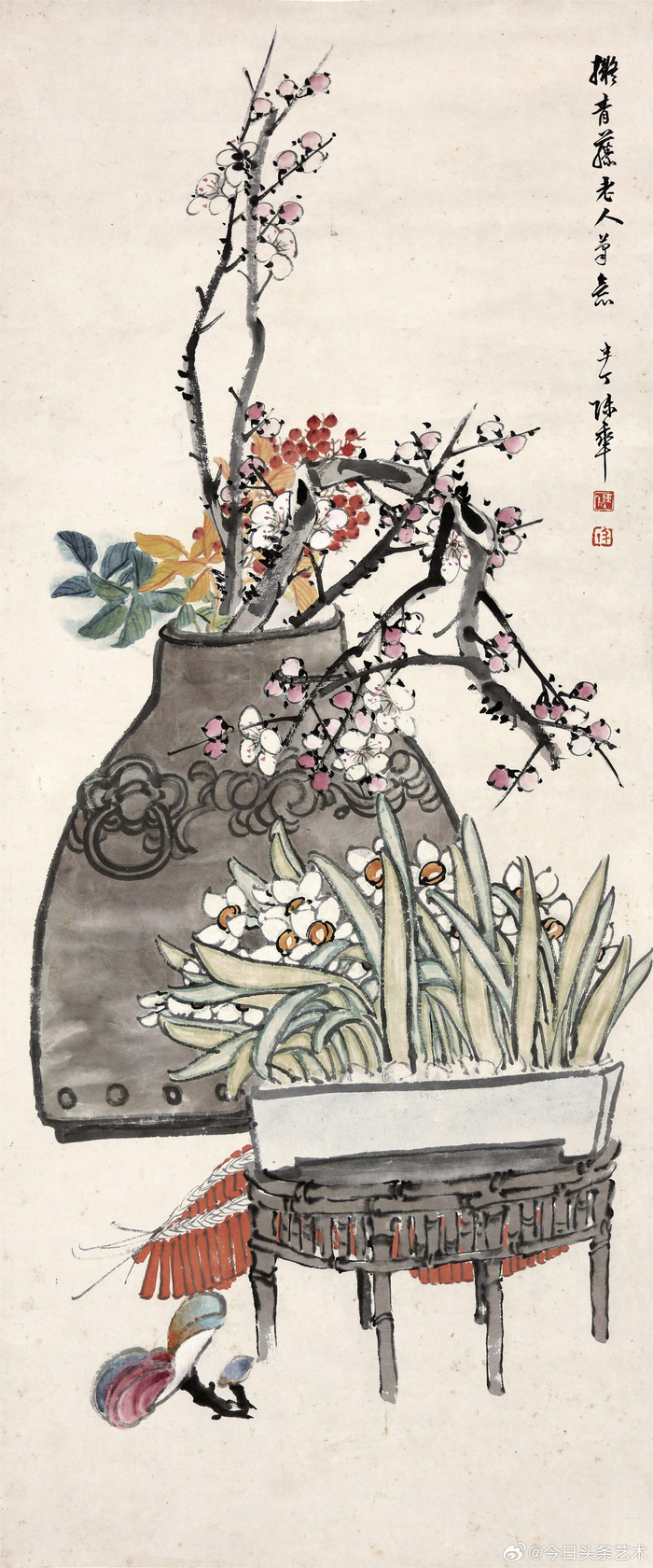 画家陈半丁笔下的清供图