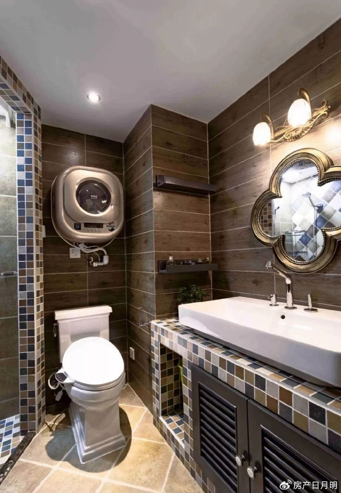 卫生间洗手台就用砖砌,好看耐用还省钱,用个几十年都没问题