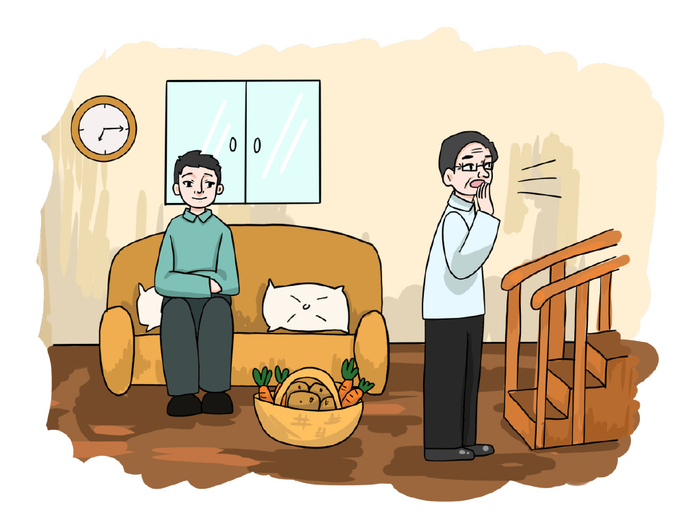 内客人慢悠悠地走下楼,杰看到婶婶来了,连忙起身问好,"婶婶,不好意思